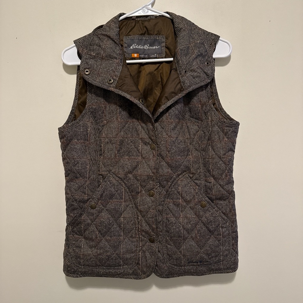 Eddie Bauer Brown Plaid Quilted Jacket